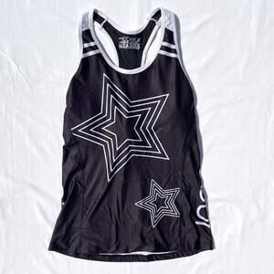 Coeur Tri Cycling Tank Top Womens Large Black White Star Print Bra Pockets